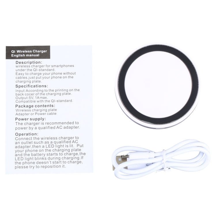 Universal QI Standard Round Wireless Charging Pad (White + Red), White, Black + White, Black + Orange, White + Black, Black + Blue, Black + Red, Grey+Black, White + Red