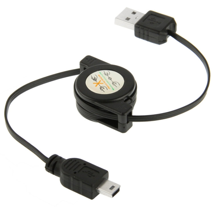 USB Retractable Data & Charger Cable for Motorola V3 / Mobile Phone / MP3 / MP4 / Digital Camera / GPS, Length: 10cm (Can be Extended to 80cm),  Black, USB 2.0 to Mini 5 Pin, USB 1.1 to Mini 5 Pin
