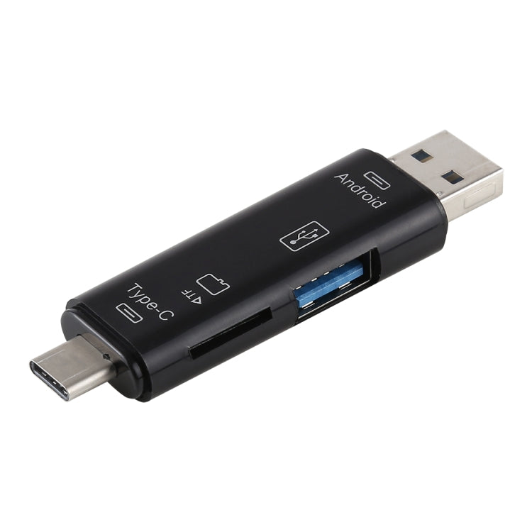 D-188 3 in 1 TF & USB to Micro USB & Type-C Card Reader OTG Adapter Connector