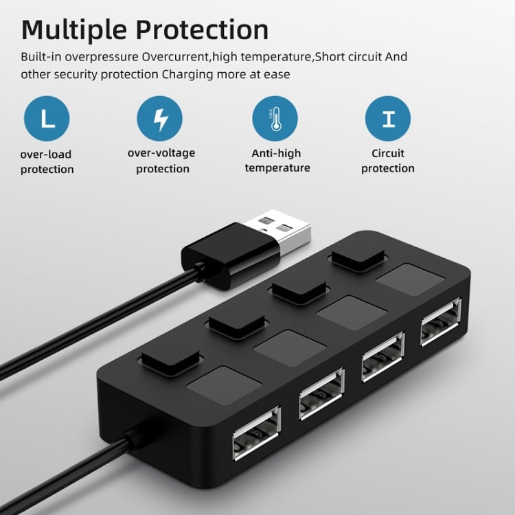 4 Ports USB 2.0 HUB with 4 Switch(White)