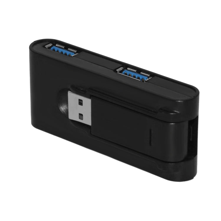 180 Degree Rotating USB 3.0 USB Hub Folding USB 4 Ports Splitter(Black)