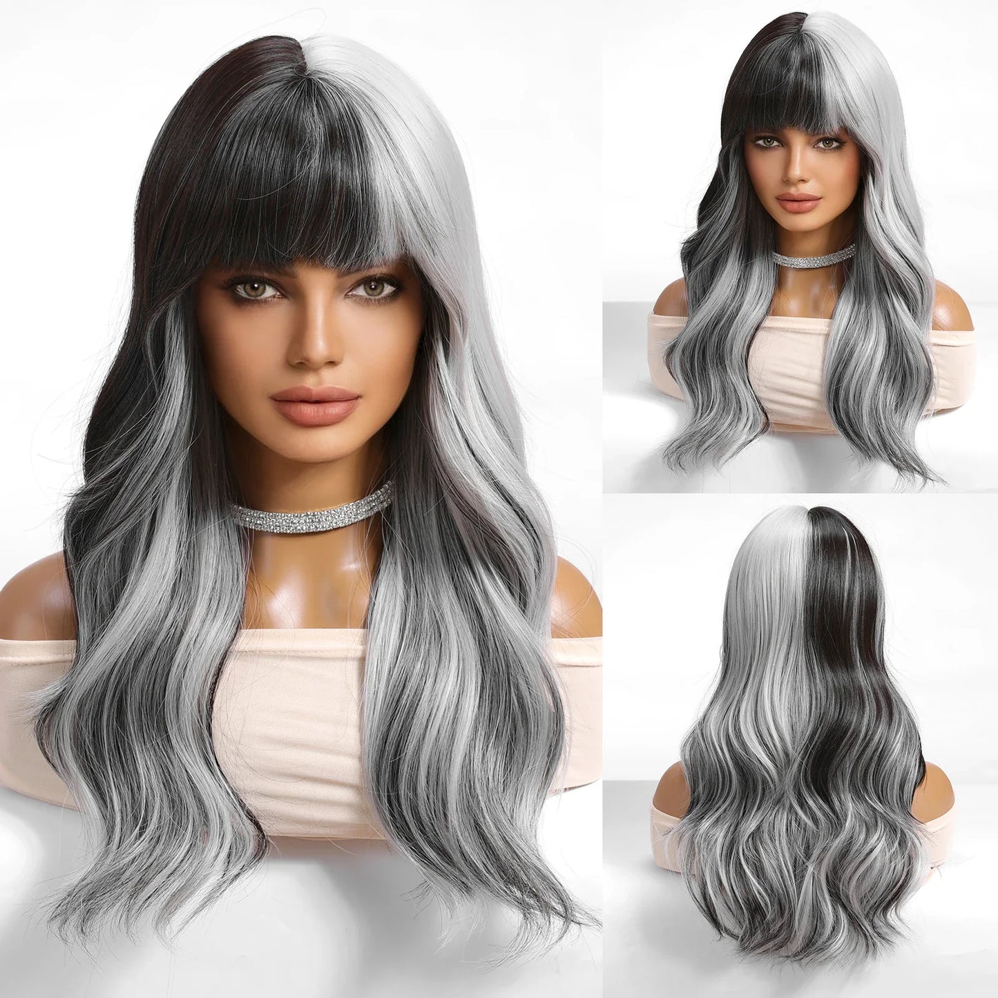 Long Black Green Mix Cospaly Wig Synthetic Hair High Quality Wig for Women Party Daily Use Heat Resistant Straight Natural Wigs