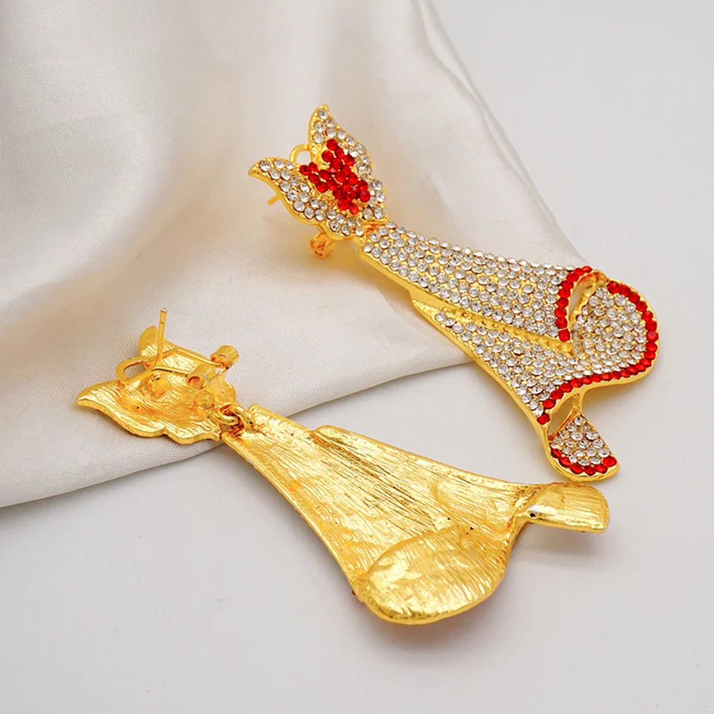 Latest Italian Dubai Gold Color Ladies Full Crystal Necklace Jewelry Set Simple Ring Bracelet Earrings African Jewelry Wedding