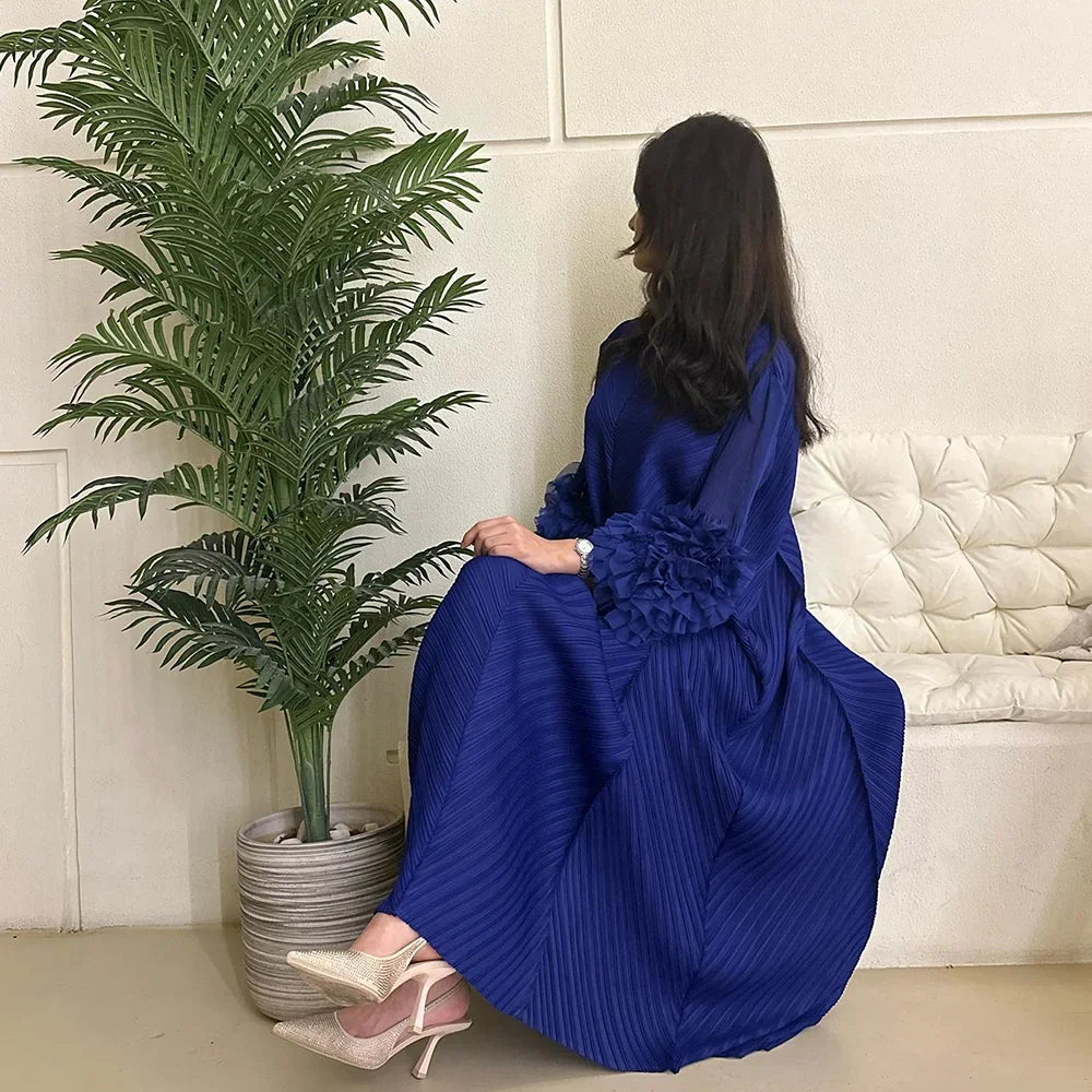 Pleated Maxi Long Dress Mesh Petal Sleeve Half Turtleneck Formal Dresses for Women 2024 New Hot Sales
