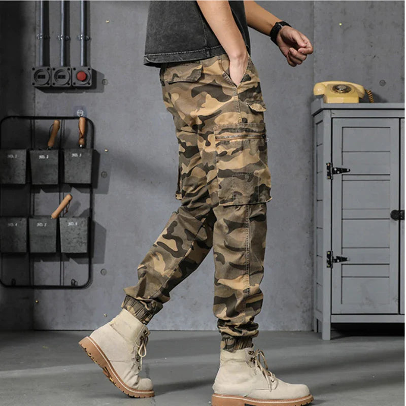 Autumn Camouflage Cargo Pants Men Clothing Cotton Multi-pockets Harem Pants