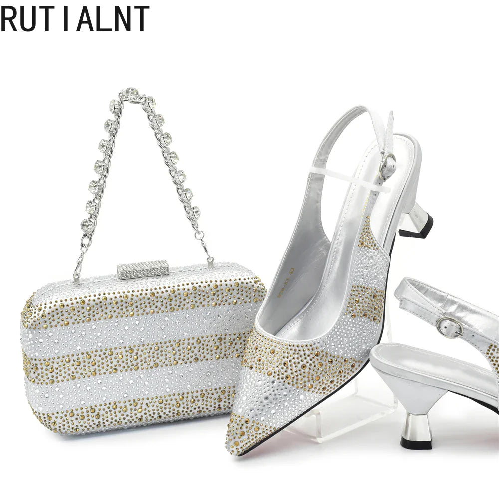 Designer Shoe and Bag Sets From Italy Original Italian Shoes and Bag Set for Women Wedding Shoes for Women Bride Party Pumps