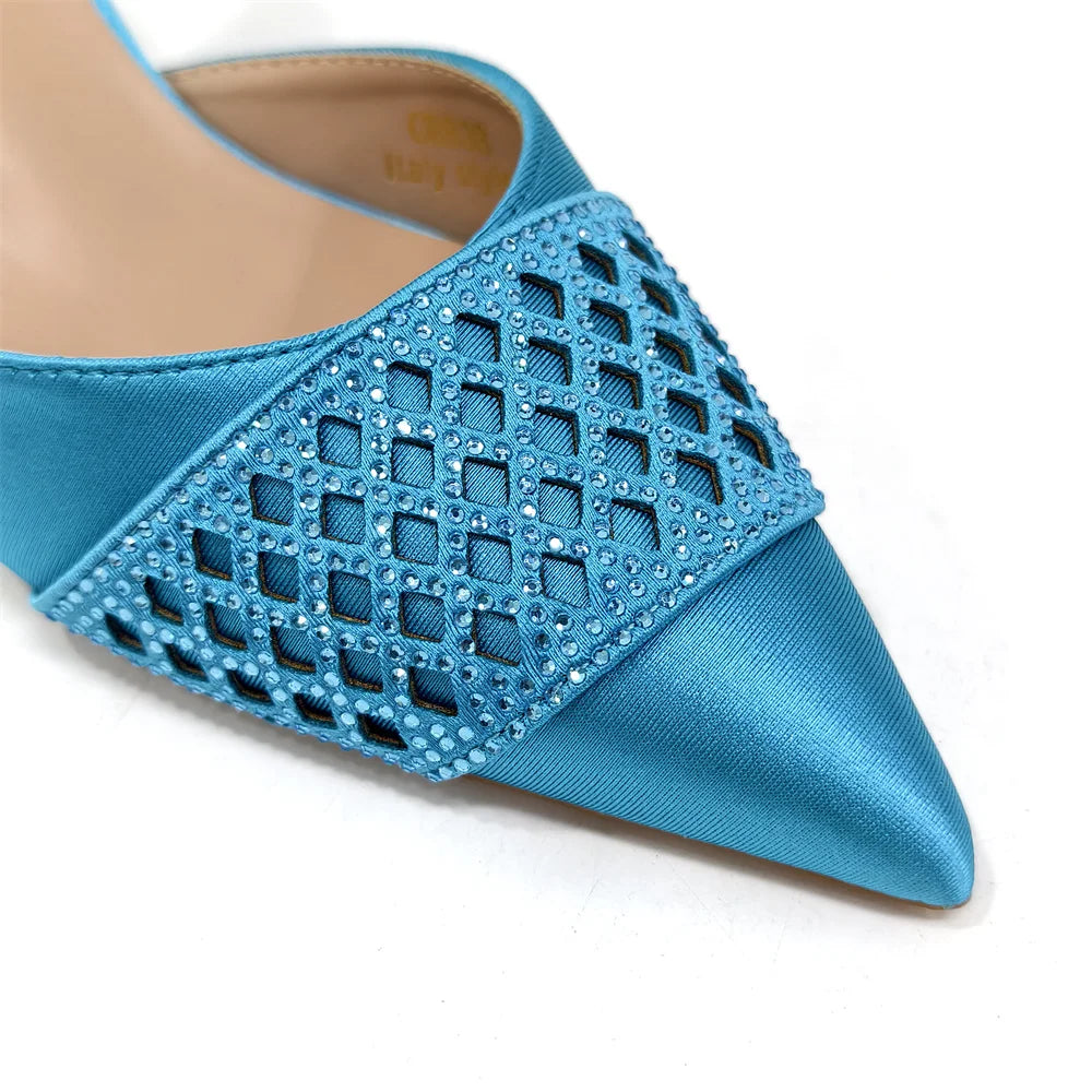 2025 New Elegant Nigerian Women’s Wine Colour Heeled Shoes and Rhinestone Handbag Set – Italian Design for Parties and Weddings