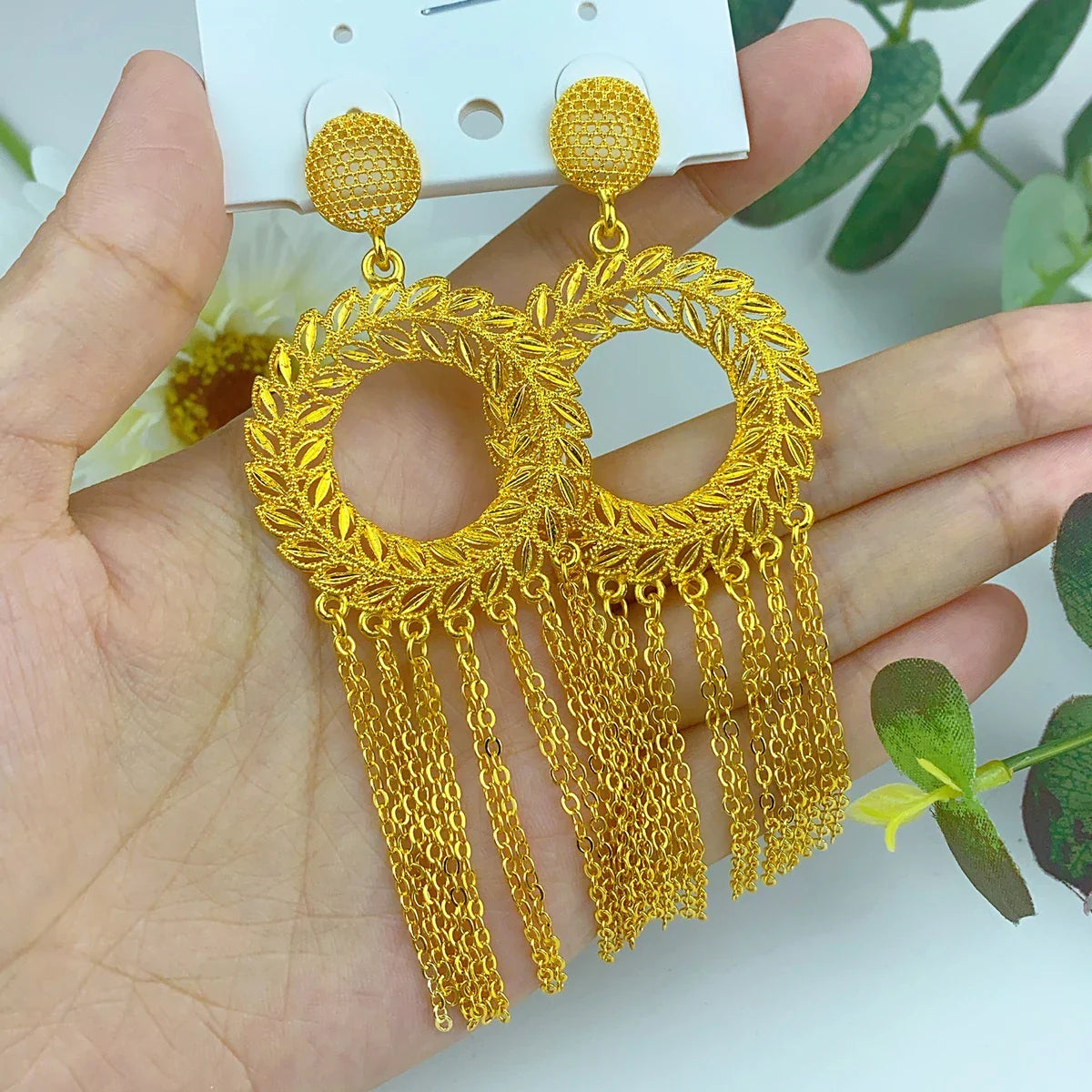 Indian Earrings for Women Design Tassel Drop Earrings 24k Gold Plated Dubai African Party Earrings Accessory for Weddings Gifts