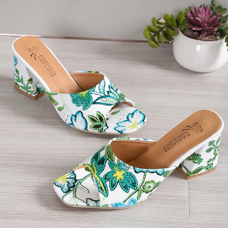 High Heels Women Slippers Chunky Fashion Sandals Designer New Shoes Slingback Flip Flops Dress Pumps Femme Slides