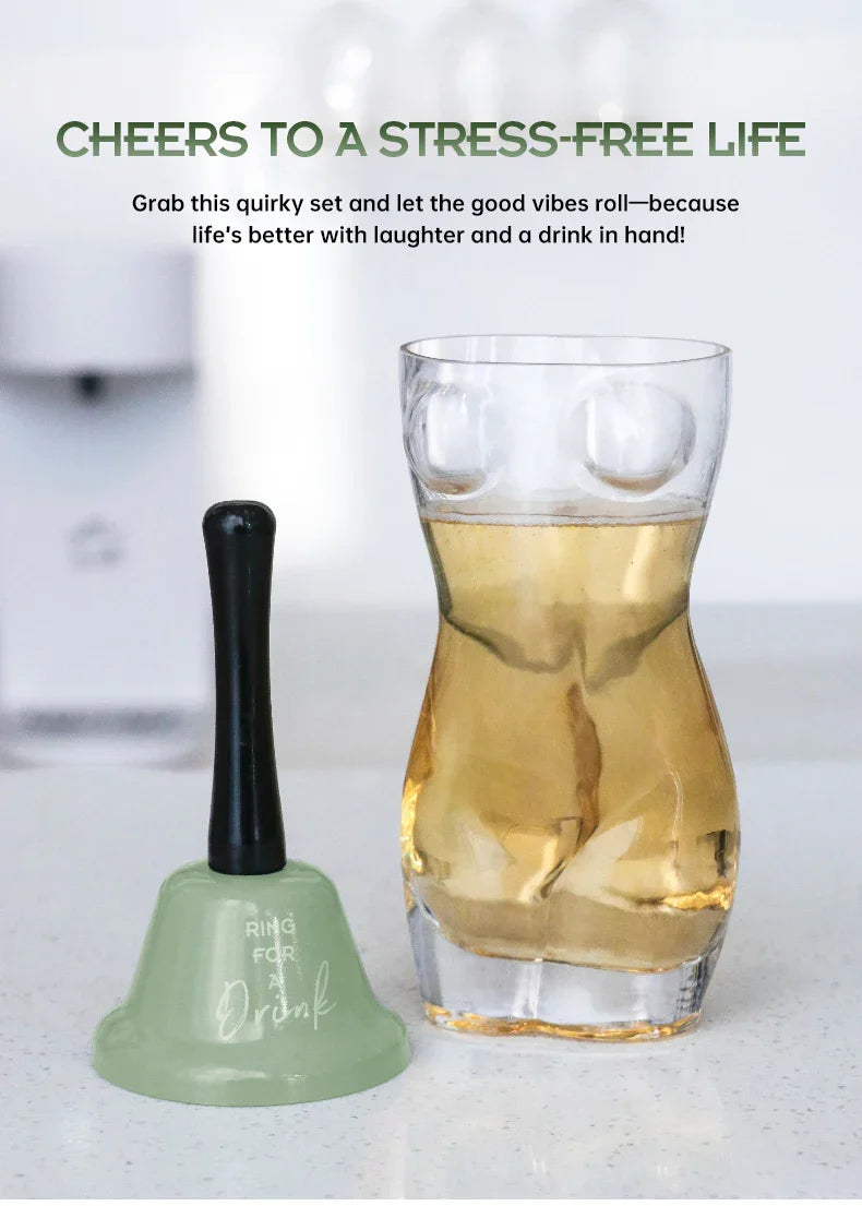 BespritGift Creative Glass Beer Mug 400ml Hand Bell Novelty Gift Set Humor Relax Design for Men & Beer Lovers Unique Drinkware
