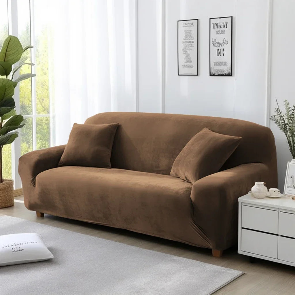 Velvet Sofa Cover Elastic Thick L Shaped Corner Sofa Cover for Living Room 1/2/3/4 Seater Stretch Cover for Sofa Couch Armchair