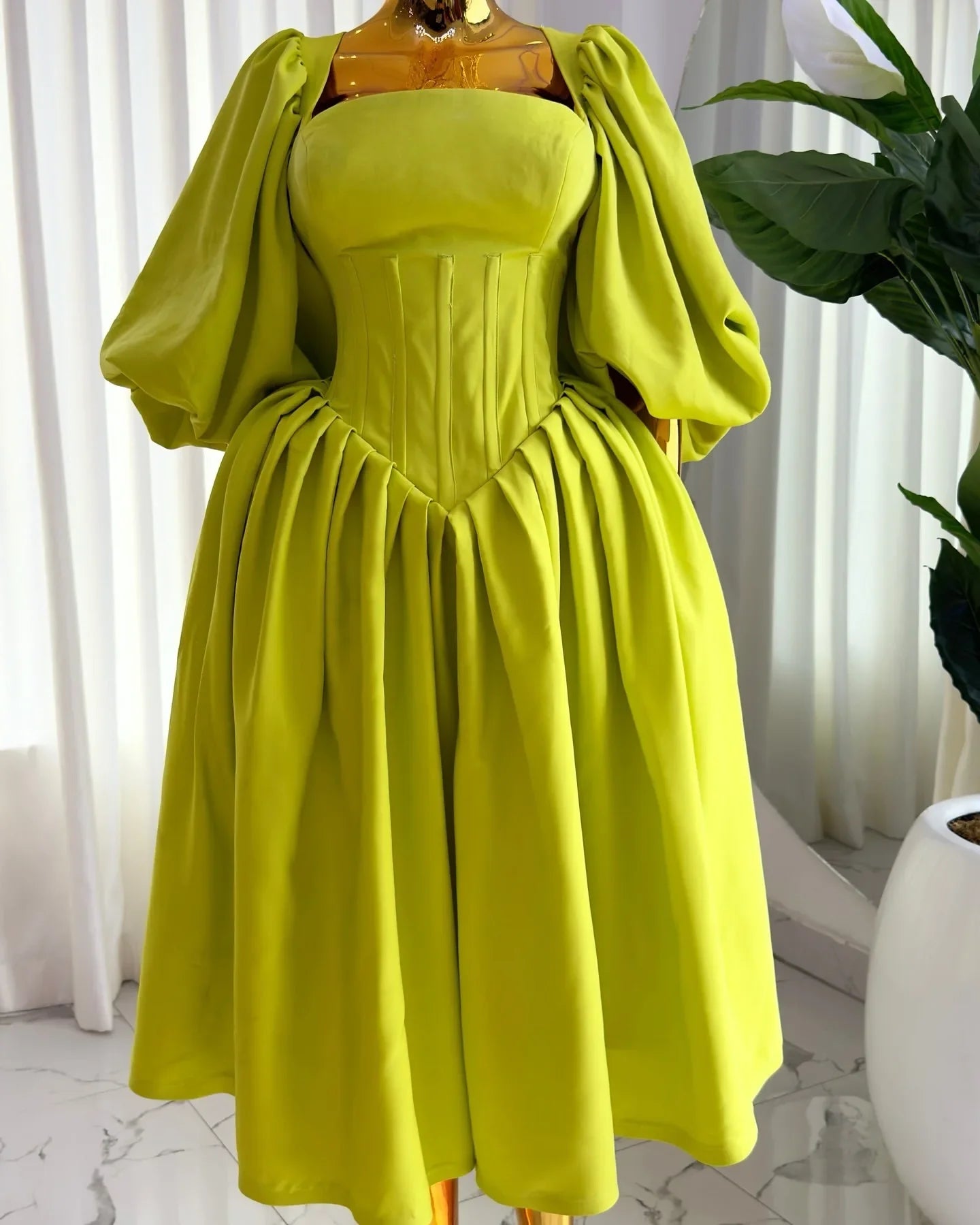 CM.YAYA Women Long Lantern Sleeve Square Collar Big Swing Long Maxi Dress 2024 Fall Birthday Sexy Party Evening Dresses Vestidos