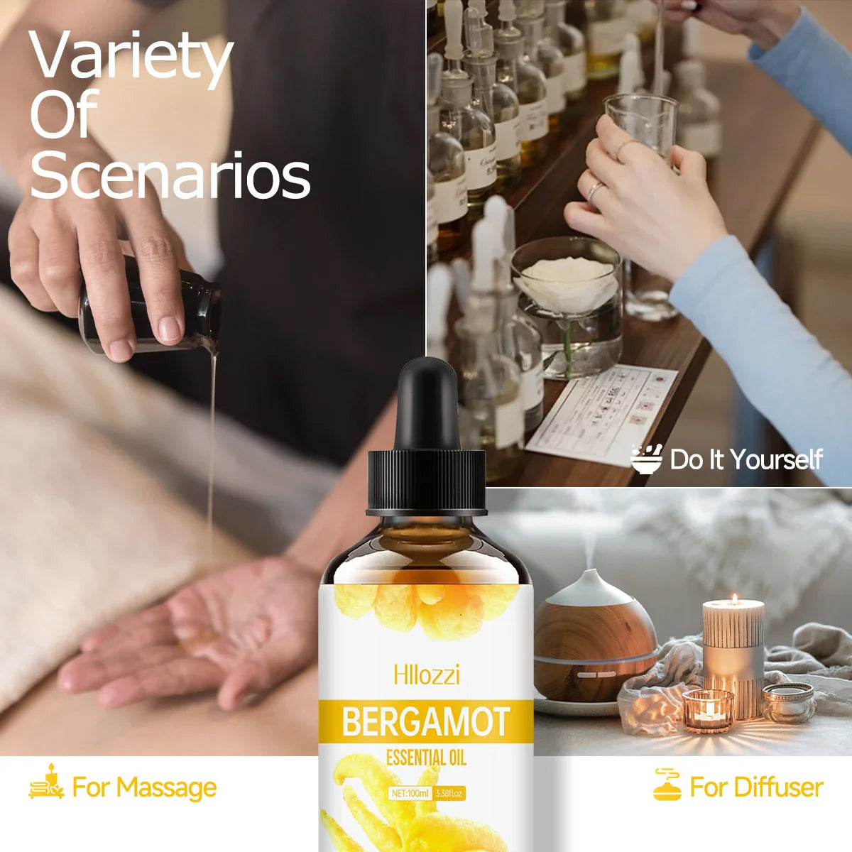 Bergamot Oil, Premium Essential Oil for Hair Care, Home Diffusers, Skin, Spas, Massage and Humidifiers