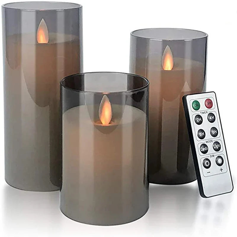 LED Glass Candle Full Set Remote Control Timer for Christmas Wedding
