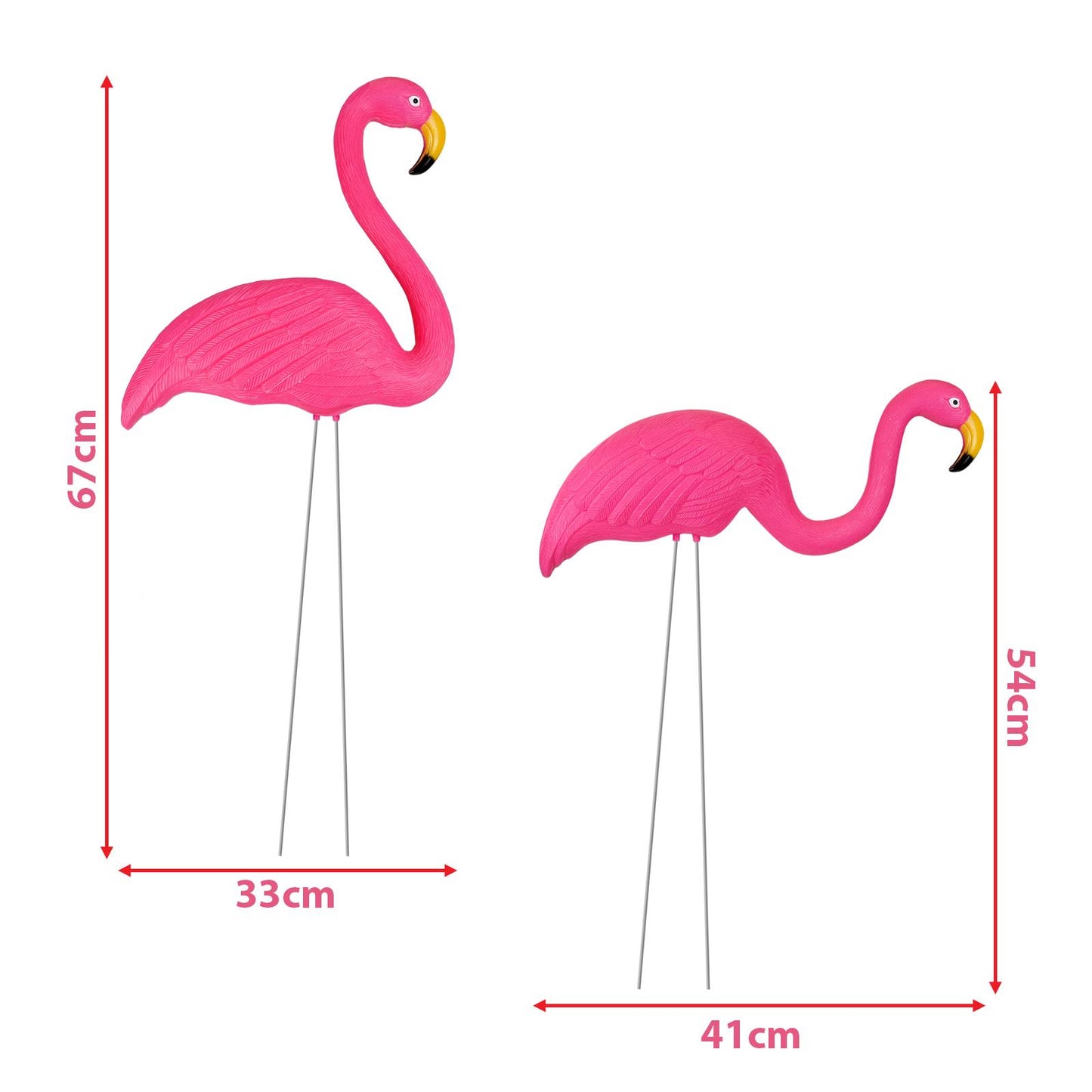 Pink Flamingo Free Standing Plastic Garden Ornament Pack Of 2 AS-28243