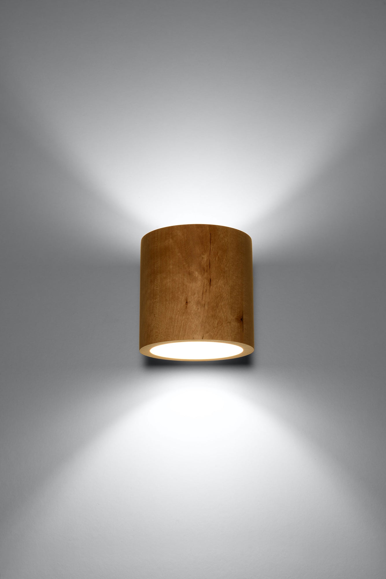 Wall Lamp ORBIS Up/Down Natural Wood Round Tube Boho Design LED G9
