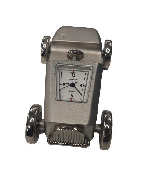 Miniature Clock Silver Plated Car Solid Brass IMP66 - CLEARANCE NEEDS RE-BATTERY