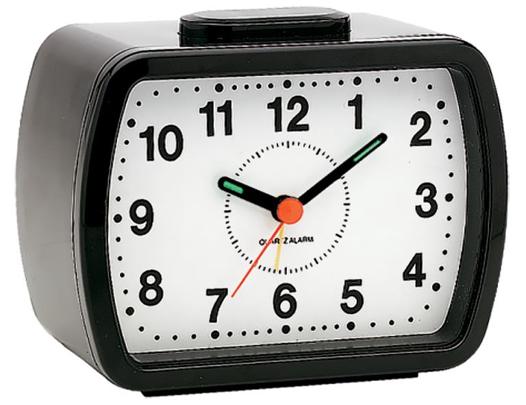 Champion Bell Alarm Clock Bold Black Arabic Numbers Dial Black Casing BA309BLK