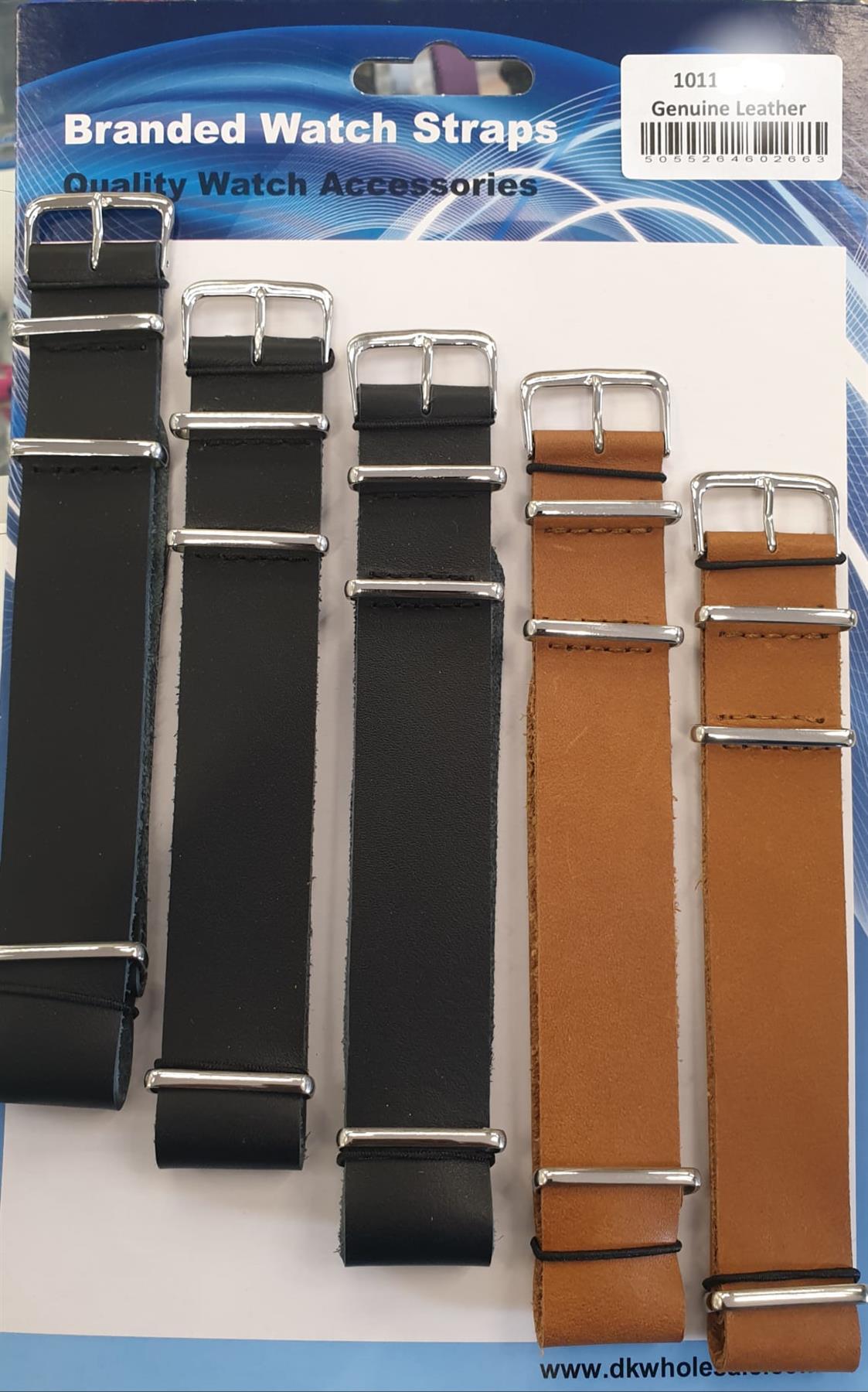 1011 Black & Brown Quality Leather Watch Straps 22mm