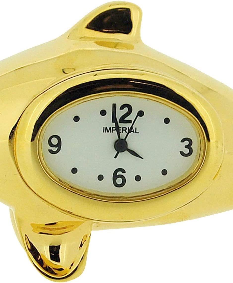 Miniature Clock Gold Plated Free Standing Dolphin Solid Brass IMP1062G  CLEARANCE NEEDS RE-BATTERY