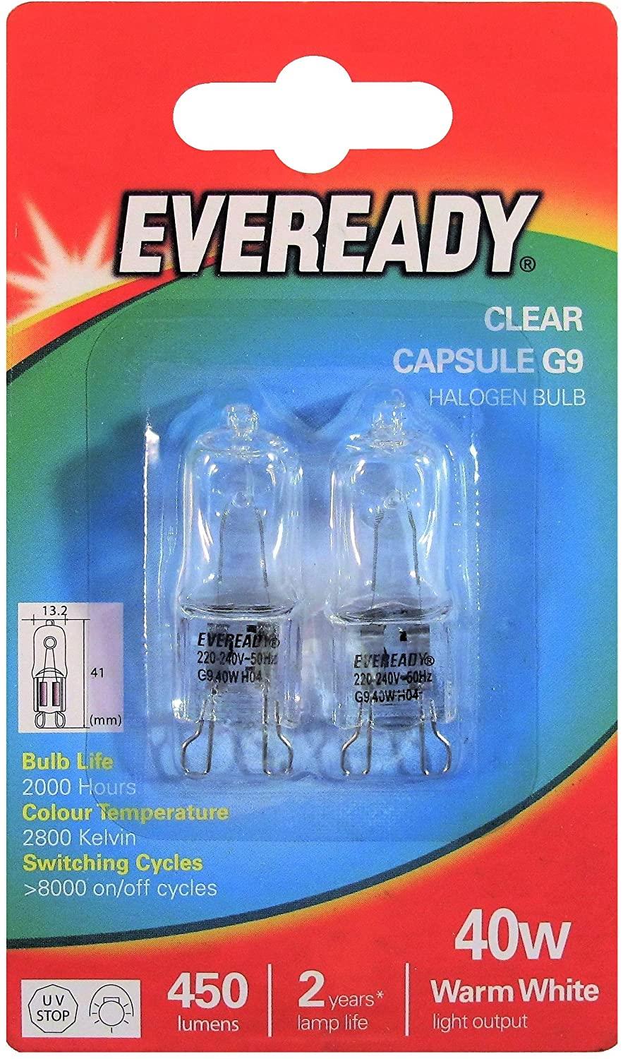 Eveready G4 20W 12V Halogen Capsule Light Bulbs, Dimmable Lamps, 240 Lumen, 2000 Hours Life, Clear Finish