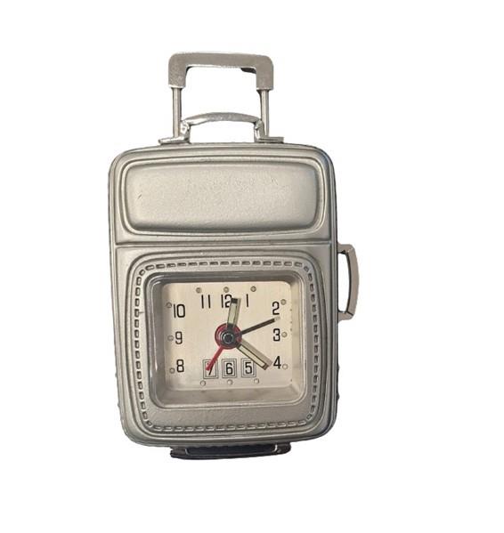 Miniature Clock Silver Plated Travel Bag Solid Brass IMP608 - CLEARANCE NEEDS RE-BATTERY