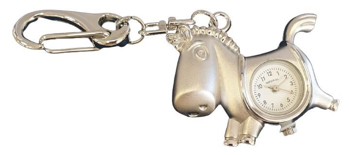 Imperial Key Chain Clock Unicorn Silver IMP714- CLEARANCE NEEDS RE-BATTERY