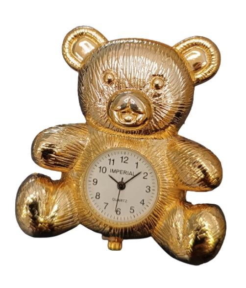 Miniature Clock Gold Plated Small Mama Bear & Baby Bear Solid Brass IMP1078-S-G  - CLEARANCE NEEDS RE-BATTERY