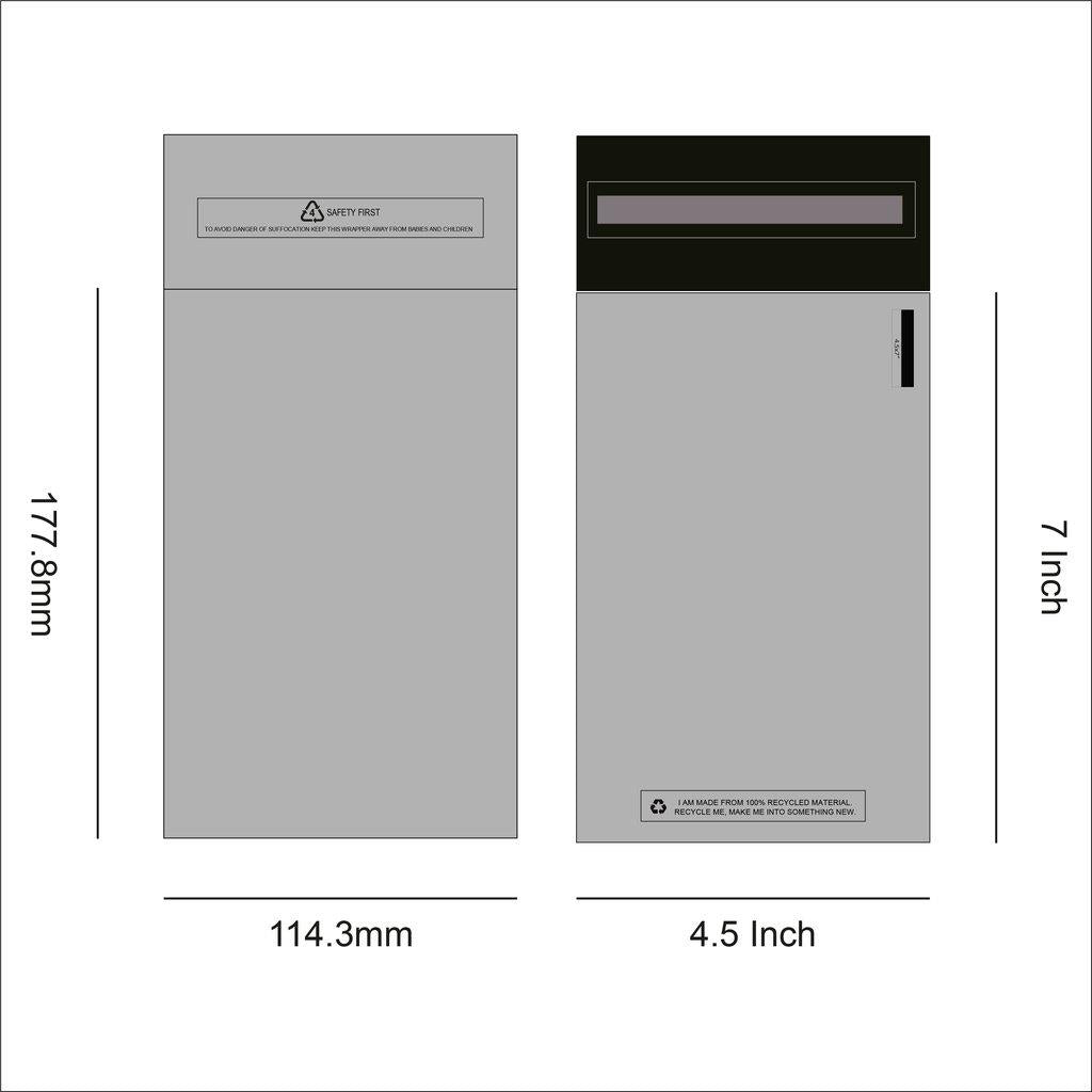100% Recycle Grey Postal Mail Bag 4.5x7" (100)
