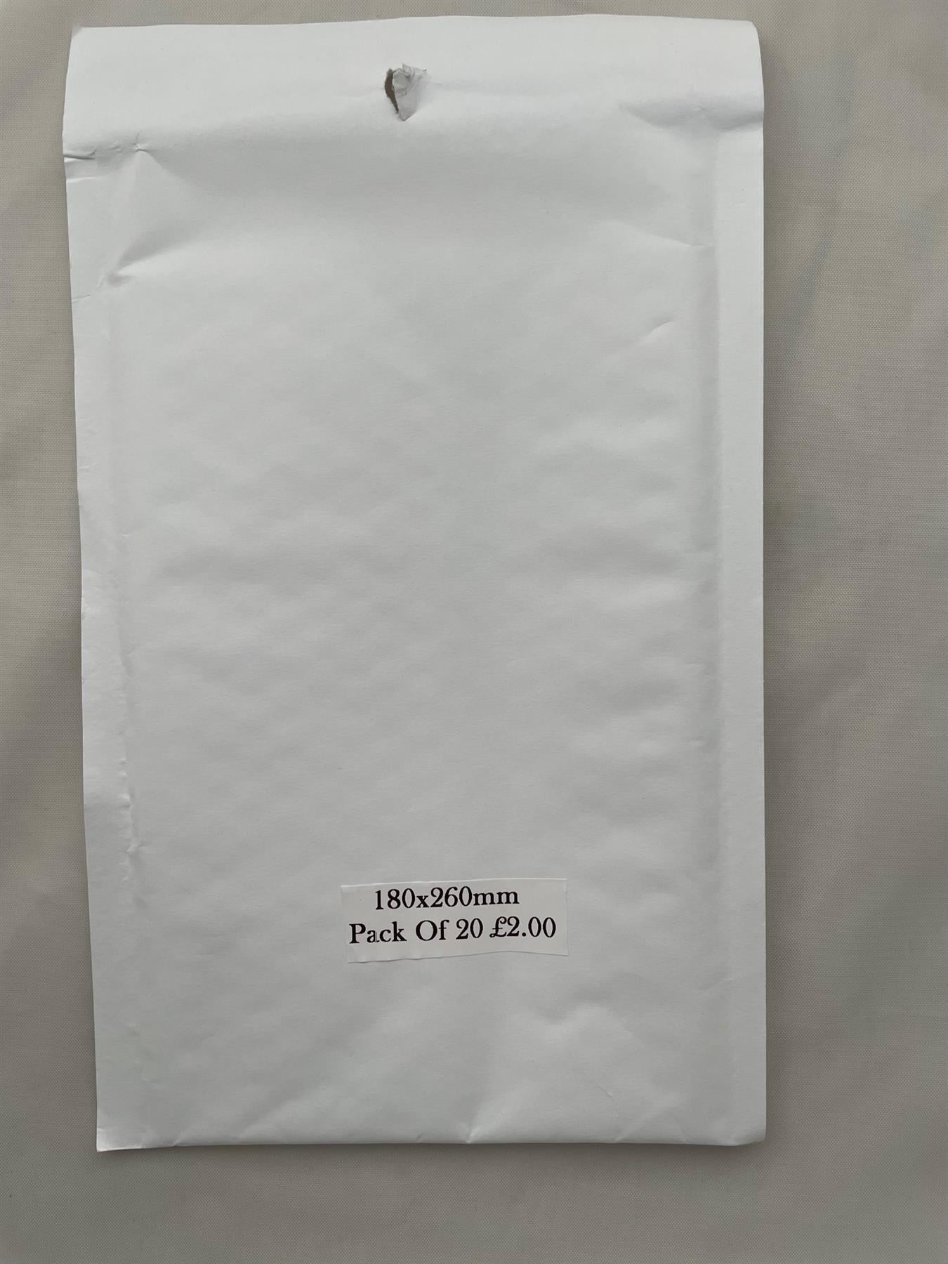 Quality Padded Bubble Envelope in White 180x260mm (QTY 20)