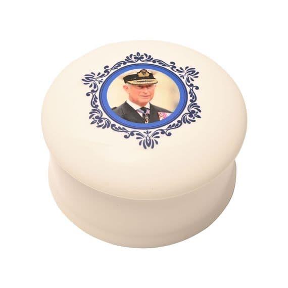 King Charles III Large Ceramic Trinket Box Made In UK - Photo