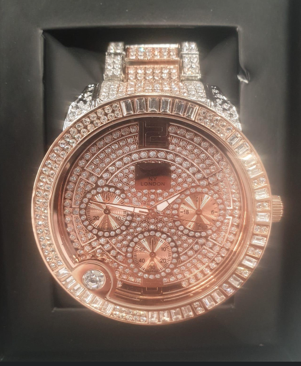 NY London Mens Rose/Silver Bling Watch PI-7498