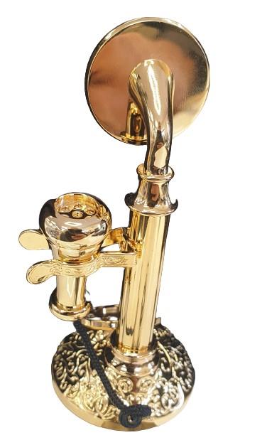 Miniature Clock Gold Plated Candlestick Telephone Solid Brass IMP97 - CLEARANCE NEEDS RE-BATTERY