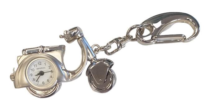 Imperial Key Chain Clock Scooter Silver IMP731- CLEARANCE NEEDS RE-BATTERY