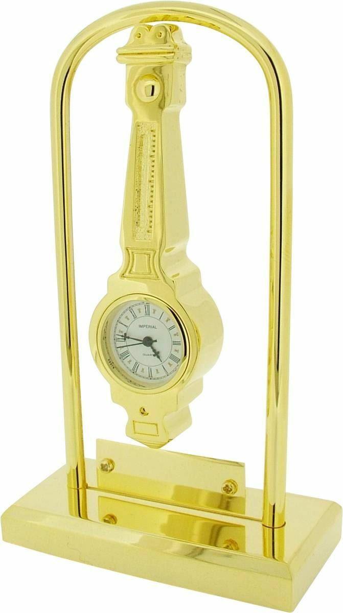 Miniature Clock Gold Plated Barometer Style Solid Brass IMP39 - CLEARANCE NEEDS RE-BATTERY