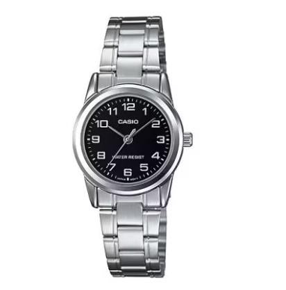 Casio Woman's Analogue Stainless Steel Easy Reader Black Dial Watch - LTP-V001D-1BUDF