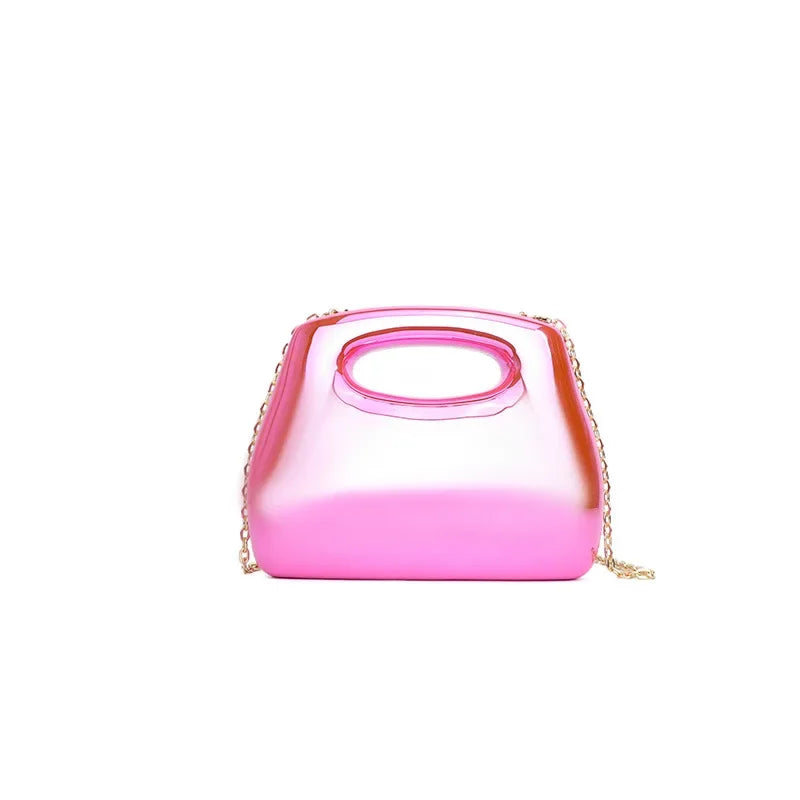 Golden Acrylic Women Hobo Bags Luxury Designer Clear Beach Handbags Dinner Party Wedding Round Top Handle Evening Clutch Purse