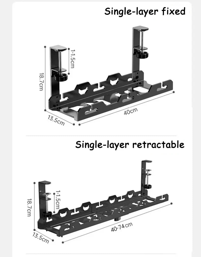 Telescopic Under Desk Cable Management Tray –  Storage Rack