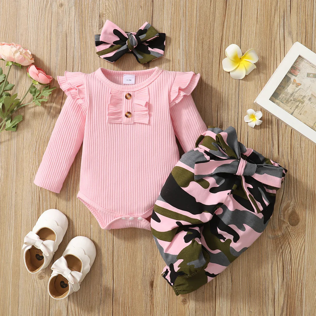 Camouflage Baby Clothes for Boys Girls 3Piece Baby Outfit Knitted Autumn Sets for Baby Long Sleeve Toddler Fall Clothing Newborn