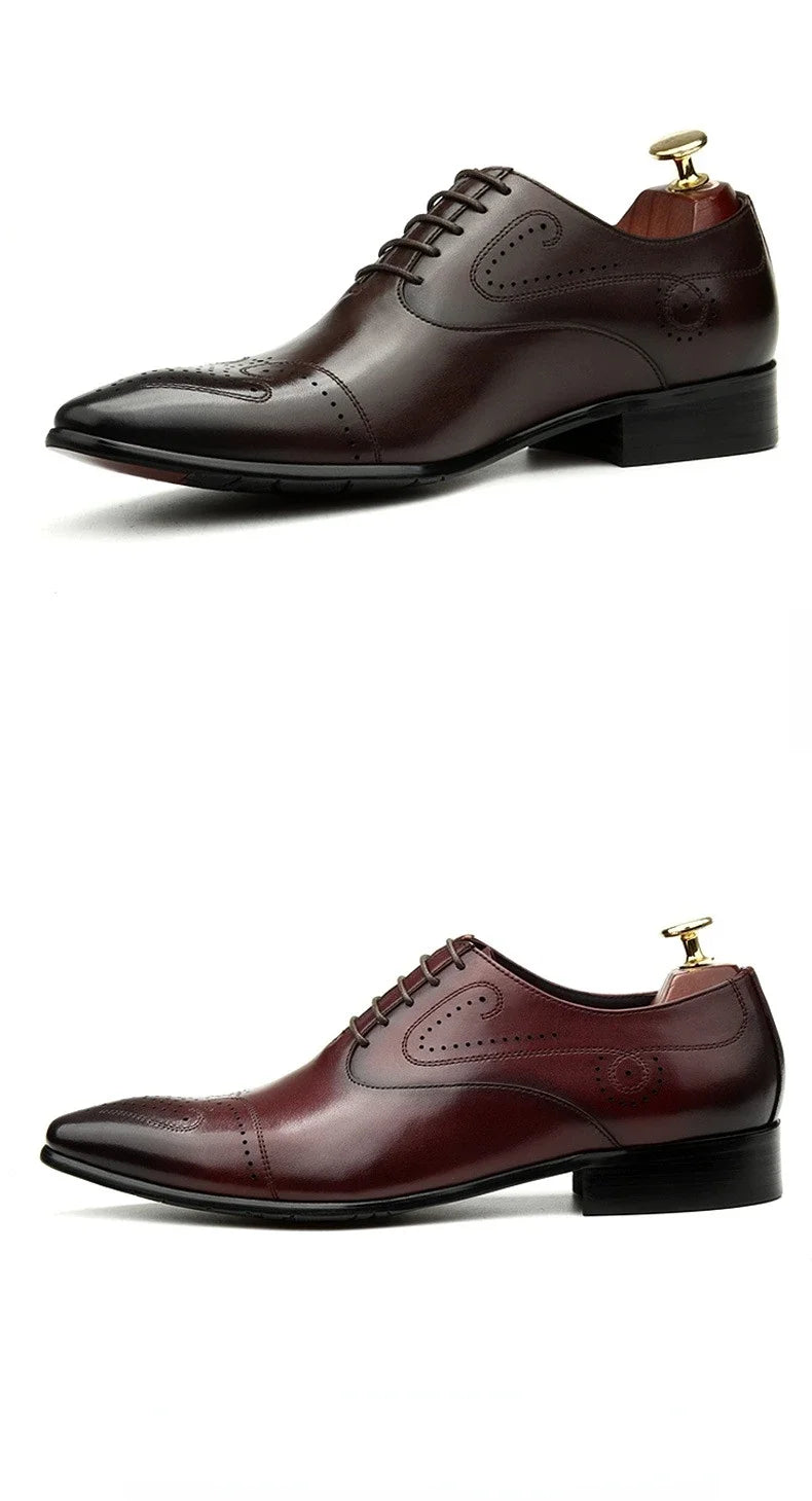 Handmade Mens Dress Shoes Luxury Genuine Leather 2024 Fashion New Style British Trend Brogues Wedding Business Shoes for Male