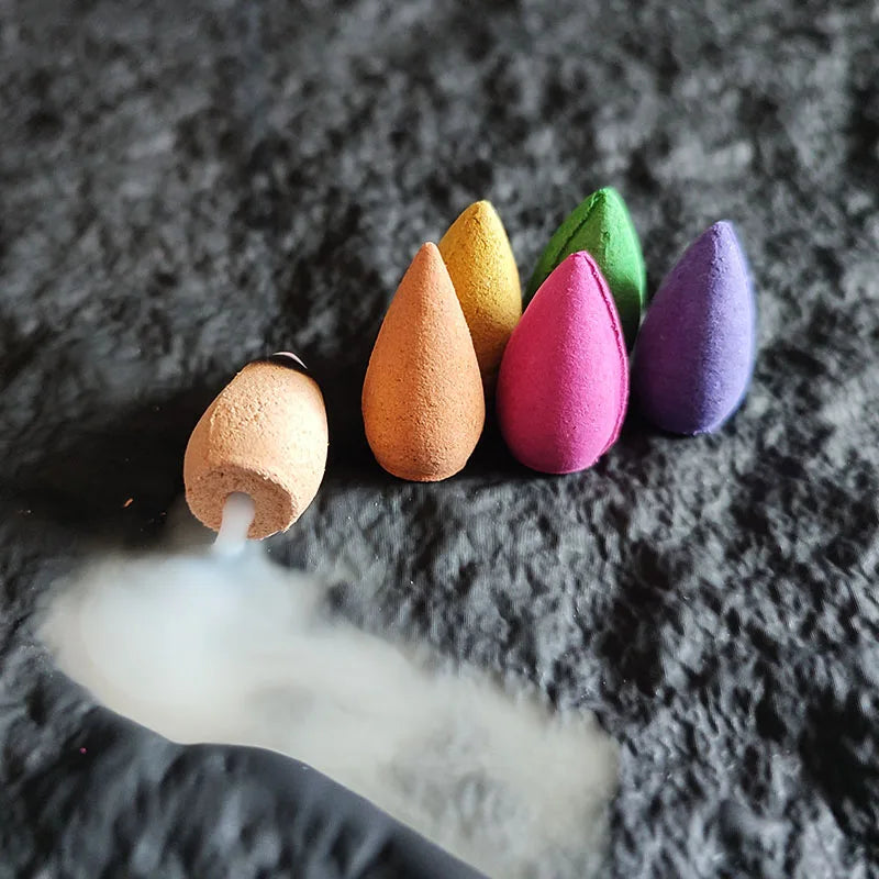 20 pcs Natural Indian Cone Insence Lavender Waterfall Reflux Tower Incense for Backflow Burner Home Tea Room Hotel Fragrance