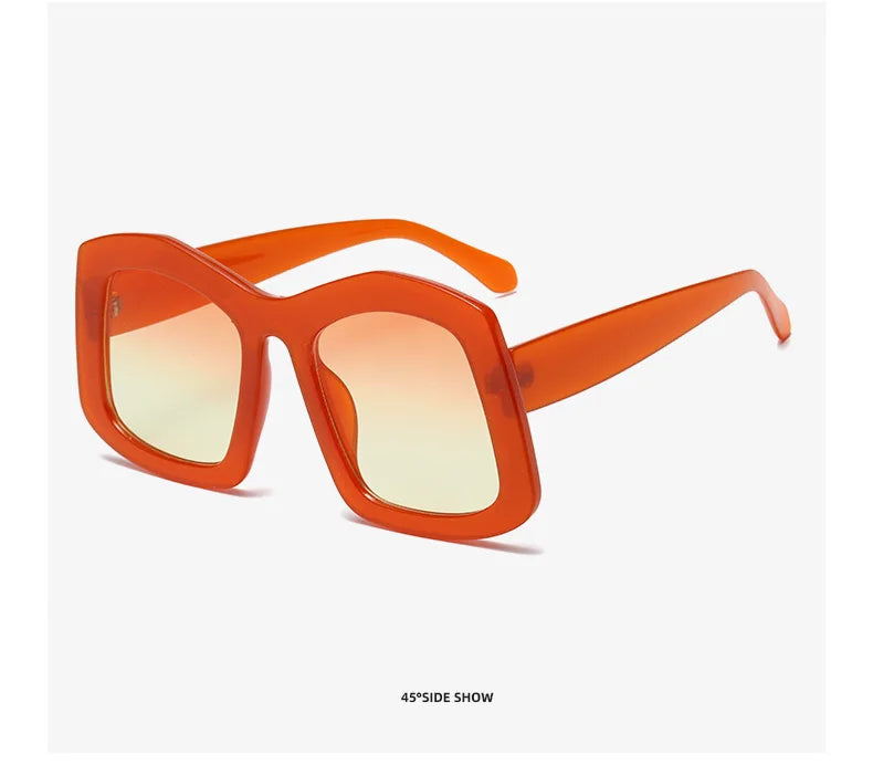 Retro Big Square Gradient Orange Sunglasses For Women New Fashion Luxury Designer Unique Oversized Ladies Sun Glasses Shades