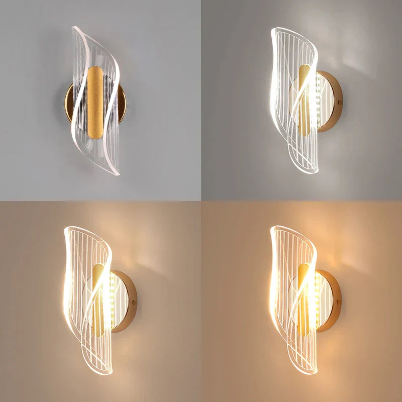 LED Wall Sconce Light Acrylic Bedside Wall Lamp 3-color light