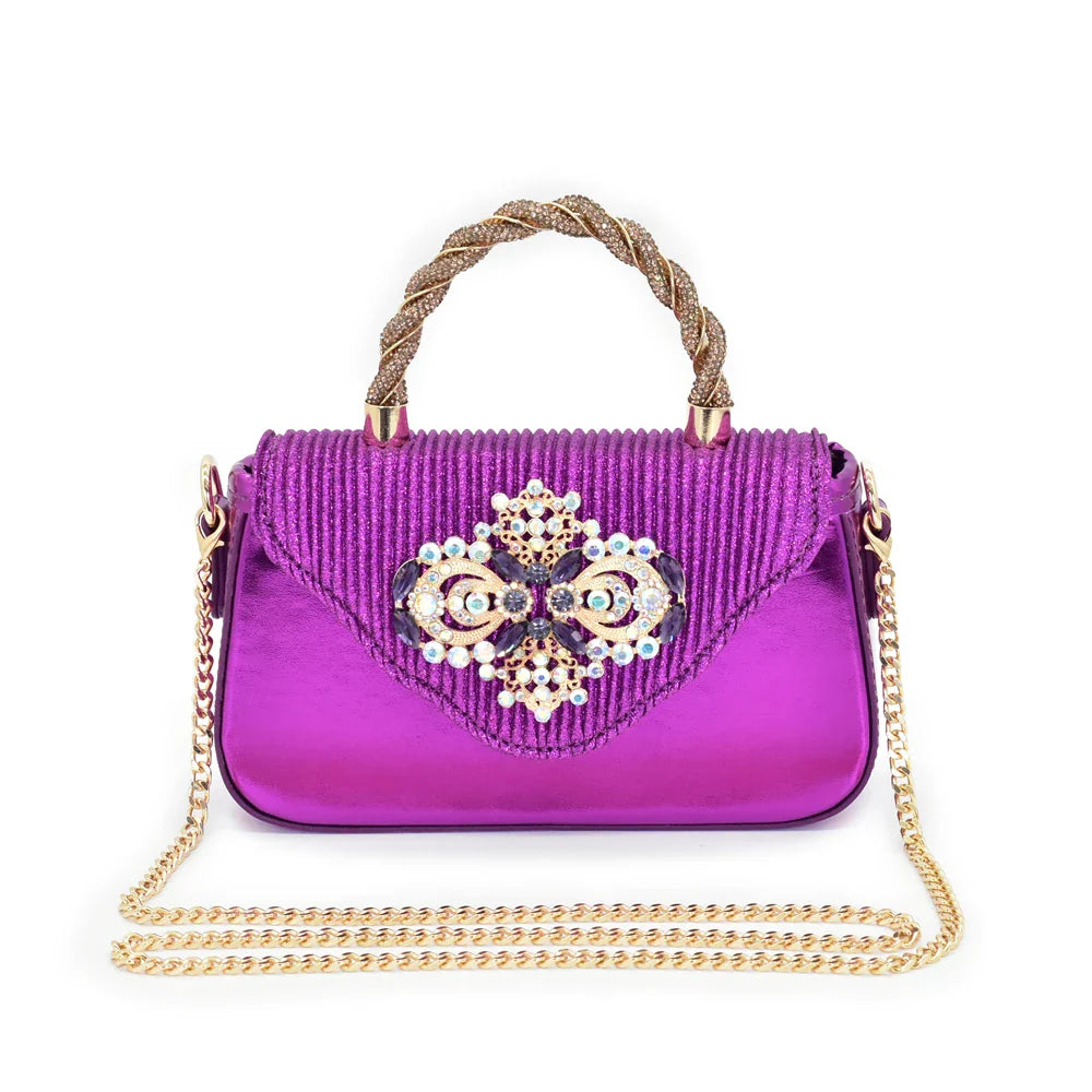 Fashion African Matching Shoes and Bags for Party Nigerian Women Nigerian Italian Shoes and Bags Set Decorated with Rhinestone