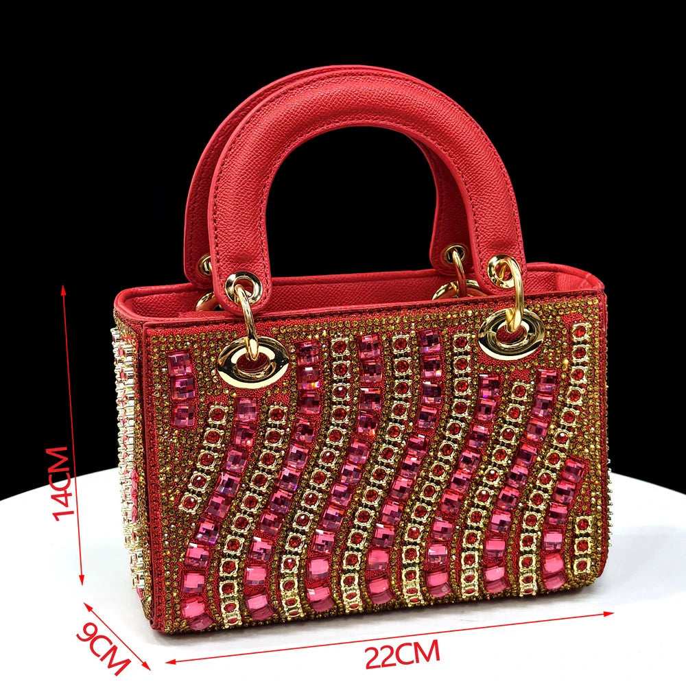 Women's Elegant Heels Rhinestone Handbag Set Italian Design for Weddings