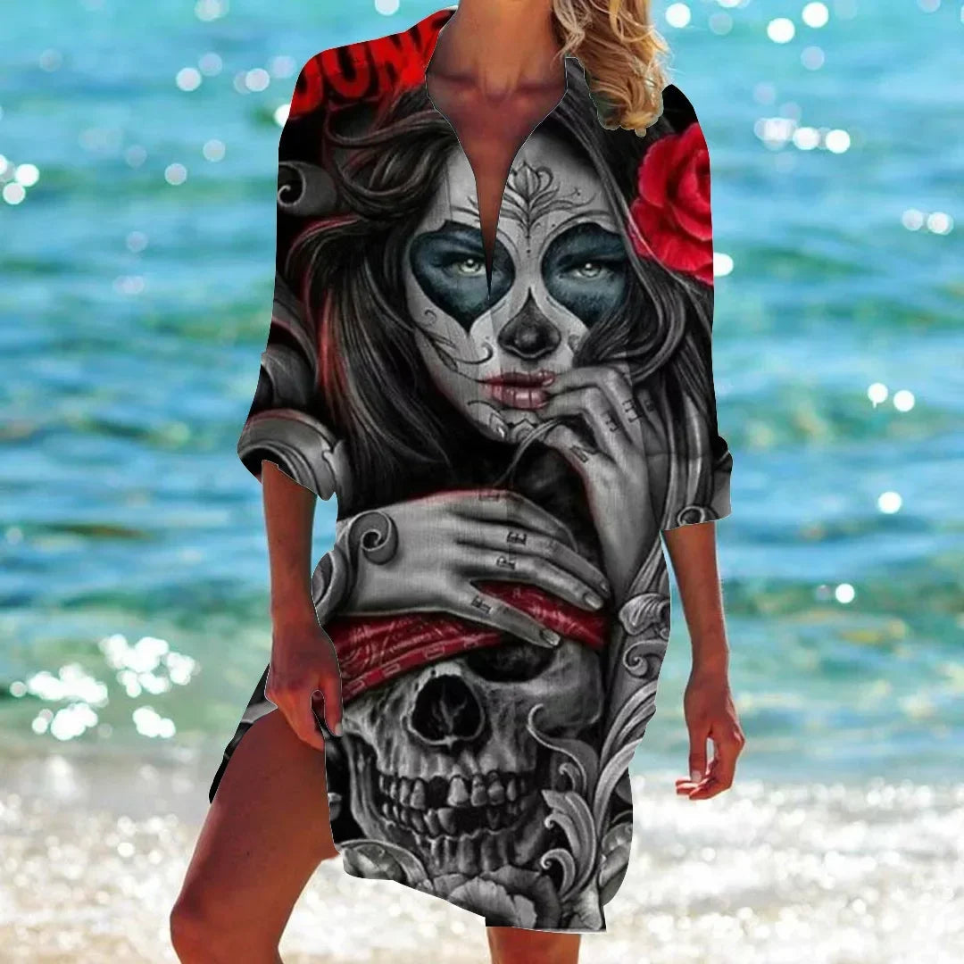 3.Boho Style Summer Cover-Up – Women's Tropical Print Beach Blouse Selection