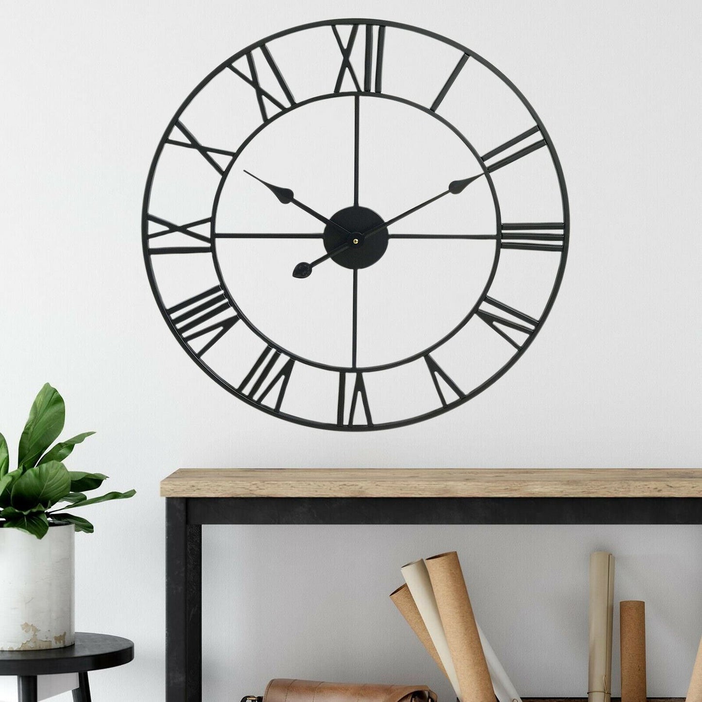 40CM ROMAN METAL CLOCK WHITE