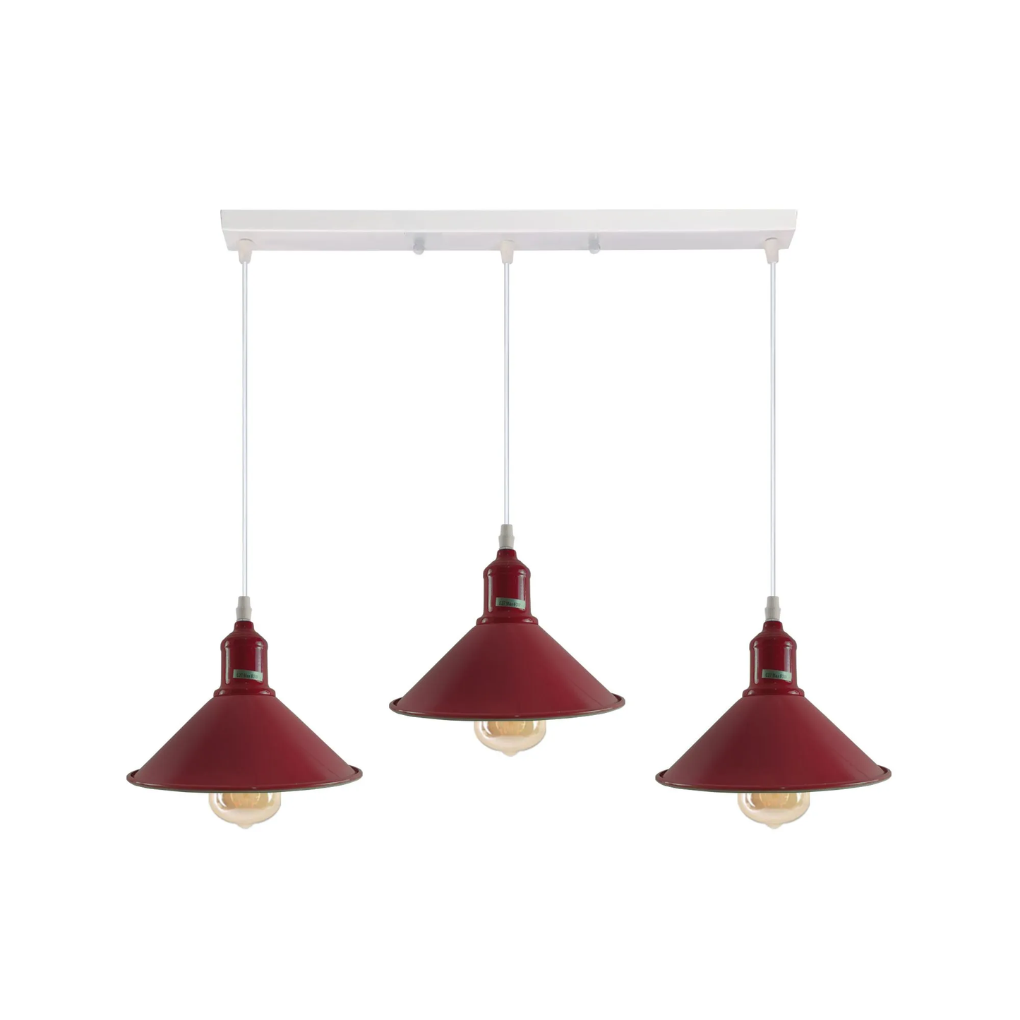Industrial Vintage Loft Kitchen Bar 3 Lights Fittings Ceiling Cone Metal E27