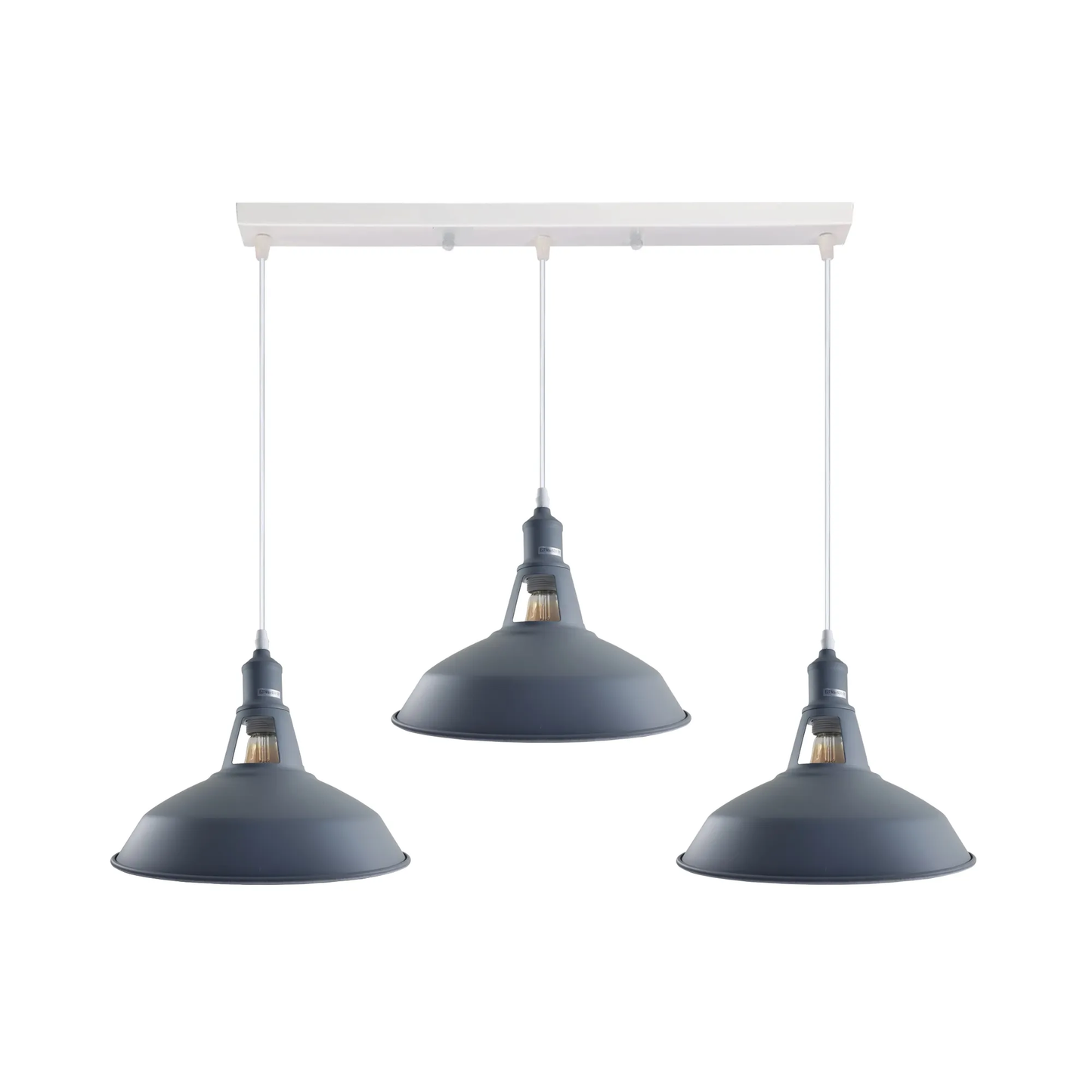 Industrial Vintage Loft Kitchen Bar 3 Lights Fittings Ceiling Cone Metal E27