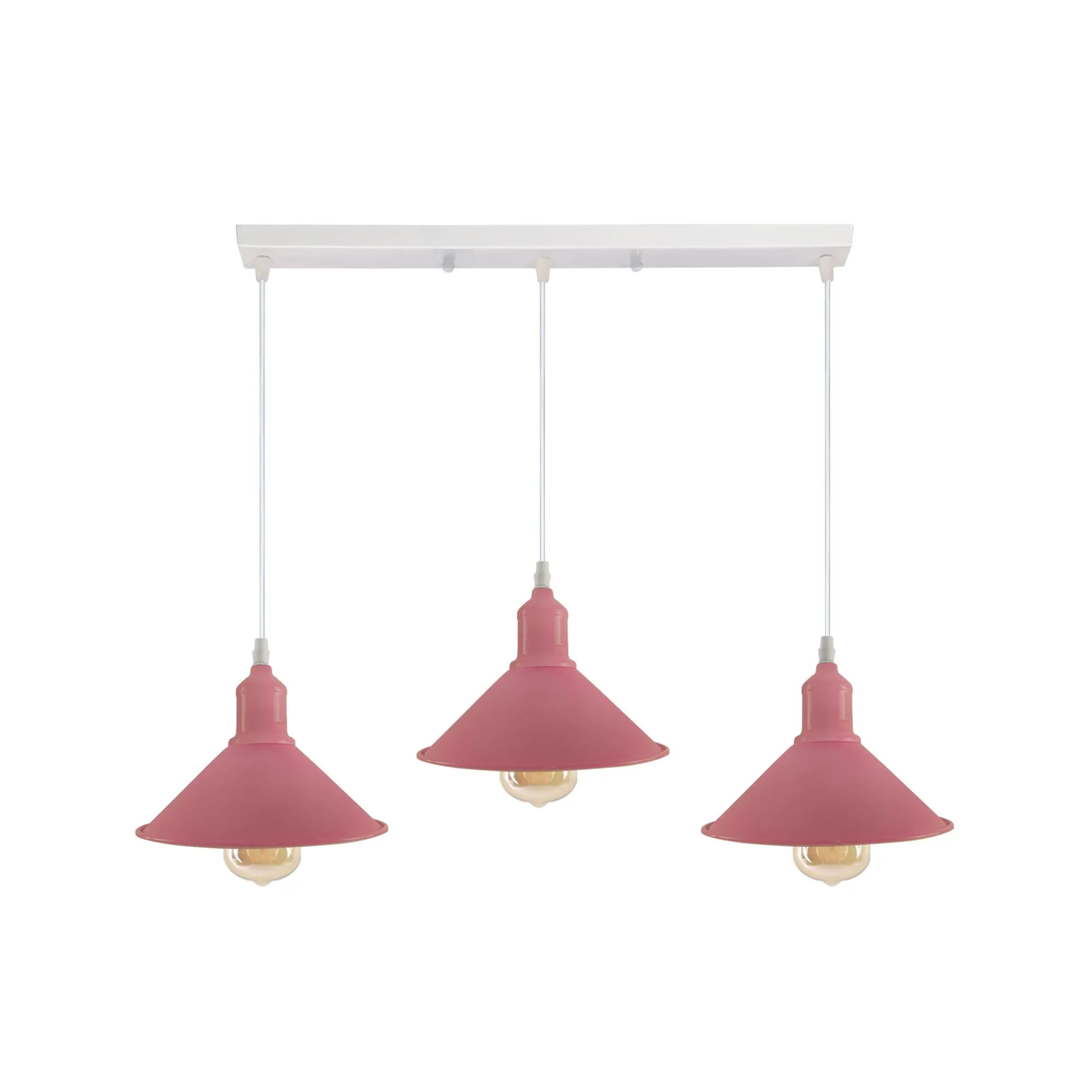 Industrial Vintage Loft Kitchen Bar 3 Lights Fittings Ceiling Cone Metal E27